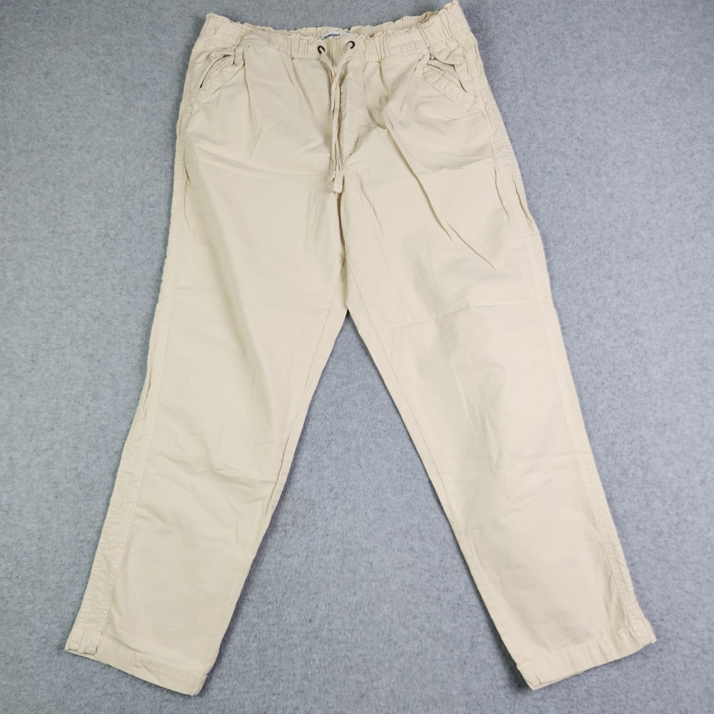 Sonoma Pants Womens Medium Beige Cotton Drawstring Elastic Waist Stretch Comfort